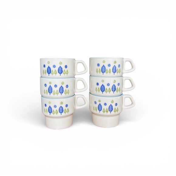 Set of 6 Vintage Marcrest Swiss Alpine Chalet Coffee Mugs, MCM Stacking Cups - Picture 2 of 6